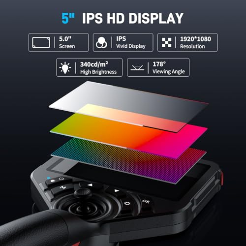 Image of 3.9mm 360 Articulating Borescope 4-Way Endoscope Camera with Light