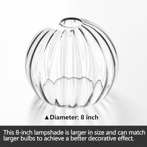 Image of Clear Glass Shade,Replacement Globe & Cover for Lighting Fixture, 8 inch Diameter, Replacement with 1.65 Inch Fitter for Wall Lamps Chandeliers or Ceiling Light (2, 8Inch - Clear Glass)