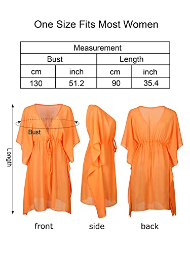 soul young beach cover ups for women beachwear Chiffon Sexy lightweight Swimwear Bikini Swimsuit V neck Coverup Lady Kimono(Orange) - Image 6