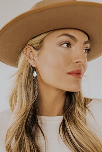 925 Sterling Silver Big White Teardrop Pearl Dangle Drop Earrings for Women Lightweight Simple Gold Hoop Dainty Pearl Dangling for Brides Weddings2