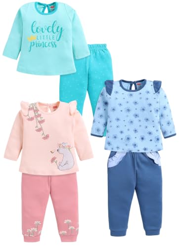 Image of LuvLap Baby Girls Regular Fit 100% Cotton Half Sleeves Girls Top CoSet Pack of 3
