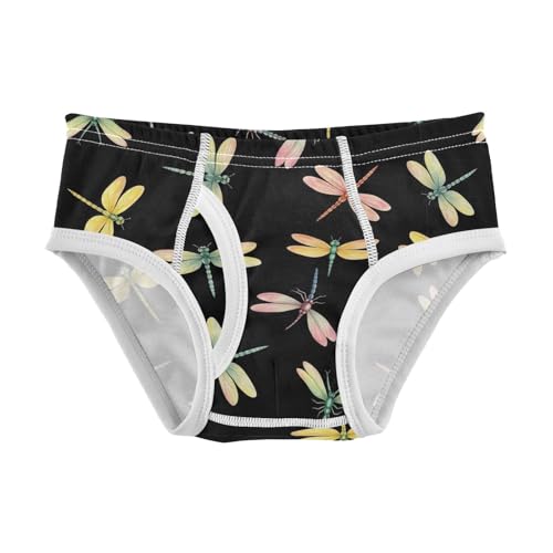 CHIFIGNO Watercolor Dragonfly Black Briefs for Boys Breathable Cotton Underwear Toddler Boy Soft Underwear Briefs