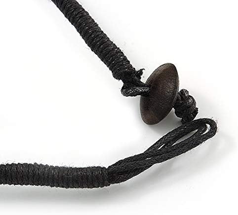 Avalaya Chunky Multicoloured Round and Coin Wood Bead Cotton Cord Necklace - 46cm Long