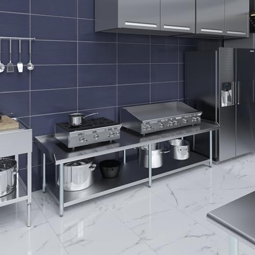 Image of AmGood Stainless Steel Equipment Stand - Heavy Duty, Commercial Grade, with Undershelf, NSF Certified (30 inch Width x 96 inch Length)