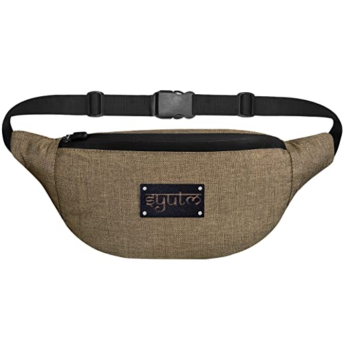 Image of Unisex Waist Pack Travel Handy Hiking Zip Pouch Elegant Style Document Money Phone Belt Sport Bag Bum Bag for Men and Women Nylon Adjustable Strap (Russet Brown)