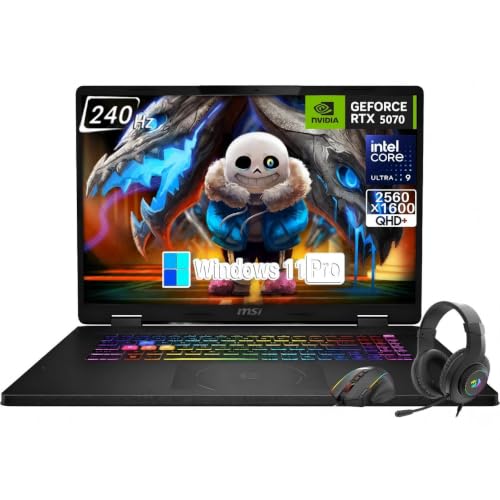 Image of msi Crosshair 18 HX AI 18 inch Gaming Laptop, Intel Core Ultra 9 275HX (24 Cores, Up to 5.4 GHz), NVIDIA RTX 5070, 18 inch QHD+ (2560 x 1600) 240Hz, 16GB RAM DDR5, 1TB NVMe SSD, Windows 11 Pro, W /Accessories