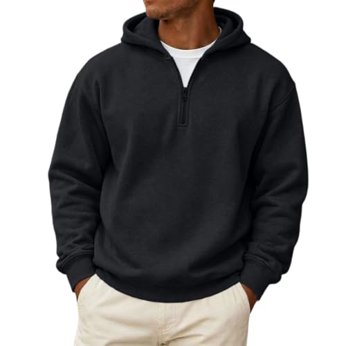 Mens Zip Up Hoodie Classic 1/4 Zip Fleece Big and Tall Hooded Sweatshirt - image 1