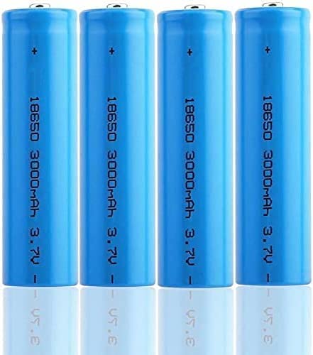 18650 Battery, Brc 18650 3000mAh 3.7v li-ion, 18650 Rechargeable Battery, 3000mAh High Capacity Battery, 3.7v Lithium ion Battery, Button Top Batteries for LED Flashlight, Electronic Devices(4 pcs)