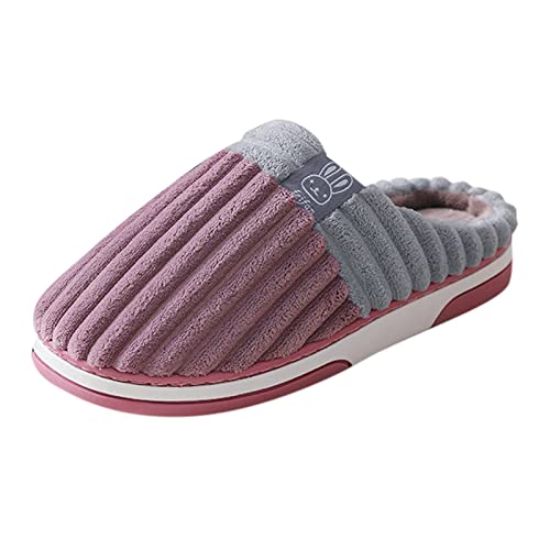 Zapatillas de invierno para mujer, cómodas, antideslizantes, para casa, cálidas, planas, de fieltro, pantuflas de invierno, ligeras, de espuma de memoria, morado, 36-37 Cover