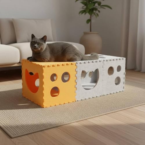 Maison tunnel chat textile modulable jouet interactif petits animaux - 4