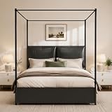 SAMTRA King Canopy Bed Frame Black