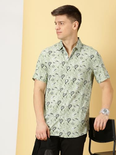 Image of Thomas Scott Men's | Printed | Half Sleeve | Regular Fit | Cotton Blend | Spread Collar | Casual Shirt