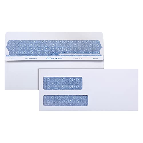 Office Depot 100% Recycled Lift Press(Tm) Double-Window Envelopes, #9 (3 7/8In. X 8 7/8In.), White, Pack Of 500, 76169 #TOP2