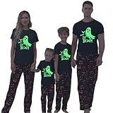 Muineobuka Family Halloween Pajamas Matching Sets Glow In The Dark Ghost Print PJs Outfits Loungewear Sleepwear