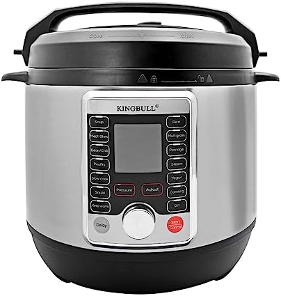 KINGBULL 12-in-1 Electric Pressure Cooker, Slow Cooker, Rice Cooker, Steamer, Sauté, Yogurt Maker & Warmer, One-Touch Programs,Support DIY,Stainless Steel/Black. (6 Quart)