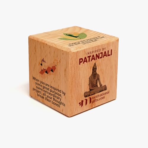 Image of MOTIVATIONAL GIFTS Inspirational Cube Patanjali Motivational Quotes Wooden Stylish Showpiece for Table Decor Office Home Decoration