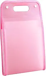 Pasta Sanfonada Plástica A4 com 13 Divisórias – Organizadora de Arquivos e Documentos, Portátil, com Alça e 2 Fechos de Pressão – Escolar e Escritório (Rosa)