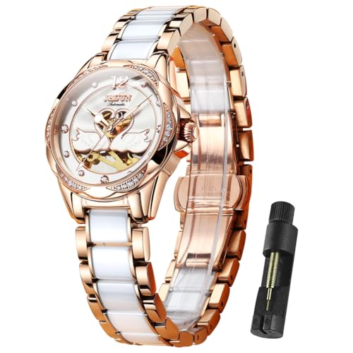 Image of OLEVS Women Watches White Self Winding Automatic Watch Fashion Dress Diamond Mechanical Waterproof Luxury Gift Female Wrist Watch