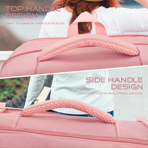 Image of Travel Backpack for Women, 52L Carry On Backpack, Extra Large Expandable Travel Bag, 18.4 Inch TSA Flight Approved Luggage Personal Item Size with, Teacher Business Daypack, Pink