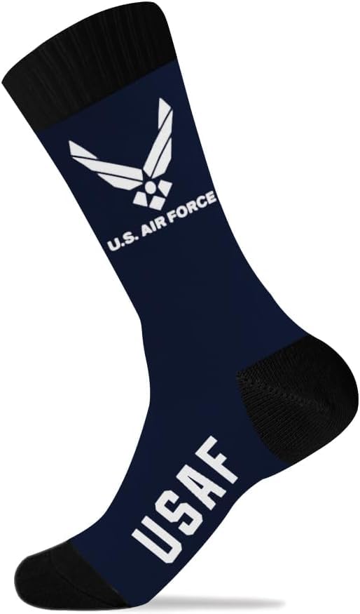DuternU.S Military Air Force Socks Men's Cotton Crew Athletic Socks, Multipairs basketball socks absorb sweat and breathable sports socks- one Pair