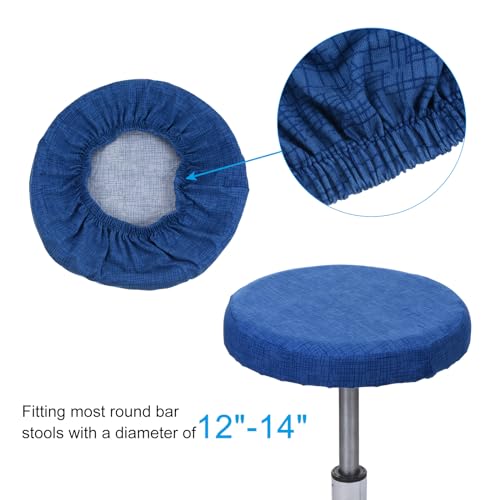 PATIKIL Round Bar Stool Cover, 3 Pack Elastic Bar Stool Cover Washable Seat Cushion for Diameter 12"-14" Chair, Dark Blue - Image 3