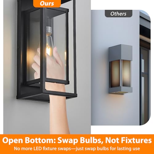 AIBISOD 14" Black Outdoor Light Fixture, E26 Outdoor Wall Lantern 2-Pack by AIBISOD - Used condition - Image 4