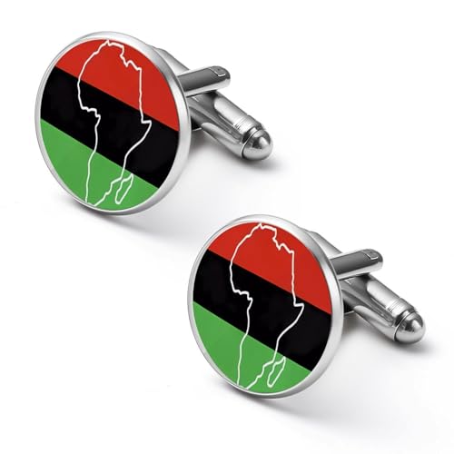 African American Afro Flag Cufflinks Funny Cuff Links Cute Shirt Studs Accessories Jewelry Gift for Men