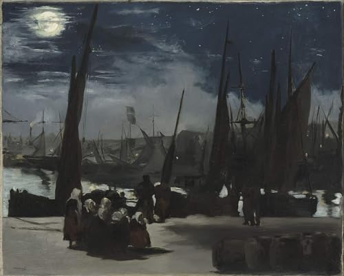Impression sur toile de Manet 60x90cm Clair de lune au port de Boulogne