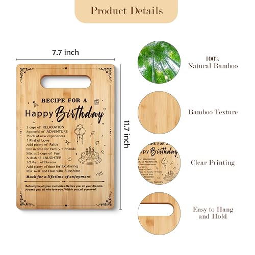 Tablas de cortar de bambú para cumpleaños, regalos para mujeres y hombres, tablero de corte rectangular con mango, apto para cocina y decoración miniatura 5