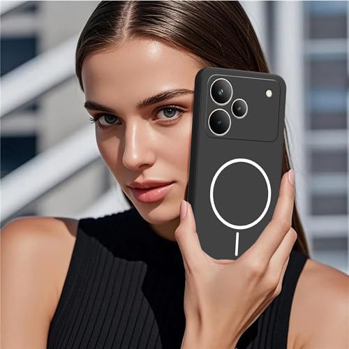 Image of amazon basics Back Cover for Realme P4 Pro 5G | Ultra Slim Soft Rubberised Case | Magsafe Logo Printed (Not Magsafe Compatible) | Camera Protection - Black