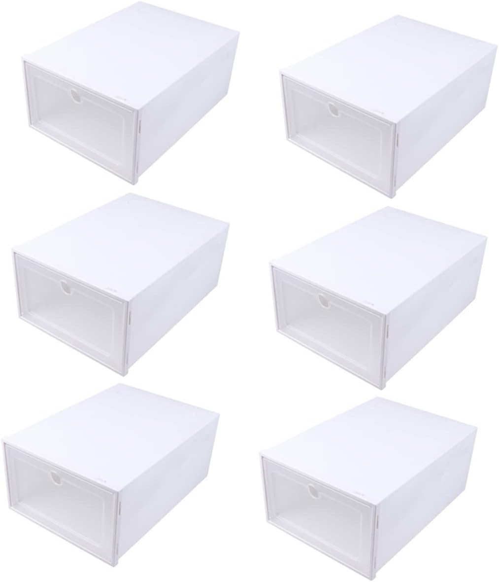Ciieeo 6pcs Plastic Shoes Box Stackable Dustproof Shoe Organizer Hinged Lid for Sneakers and Heels Storage Space-Saving