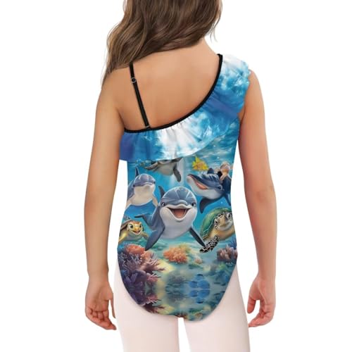 Image of Xpyiqun Swimsuits for Girls 3-14 1-Shoulder Ruffle Bathing Suit One Piece Adjustable Halter Swimming Wear