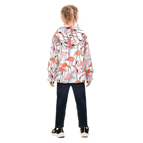 OTVEE Pink Flamingo Pattern Kids Hoodie Jacket Fall Spring Full Zip Warm Outwear Coat4