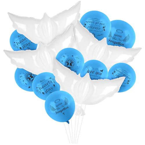 Image of 39Pcs Memorial Balloon for Release with 4PCS White Dove Balloons and 35PCS Memorial Balloons to Release in Sky Happy Heavenly Balloon for Condolence, Funeral, Anniversary, Remembrance Services