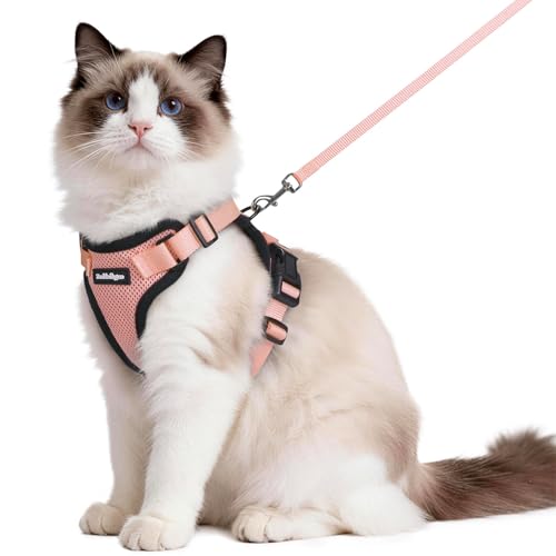 Image of rabbitgoo Cat Harness and Leash Set, Escape Proof Vest, Light Salmon Pink