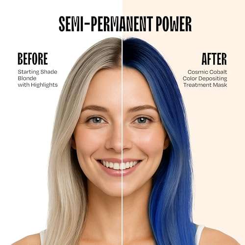 Image of Overtone Semi Permanent Hair Color Conditioner, Cosmic Cobalt, 8 oz, Nourishing, Damage-Free, Color Depositing Mask for All Hair Types with Shea Butter & Coconut Oil, Vegan & Cruelty-Free
