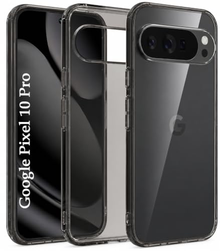 Image of VONZEE Compatible with Google Pixel 10 /10 Pro Back Cover Case Clear,[ Anti Yellow ][Military Grade Protection] Hard PC Back Cover Transparent-Black