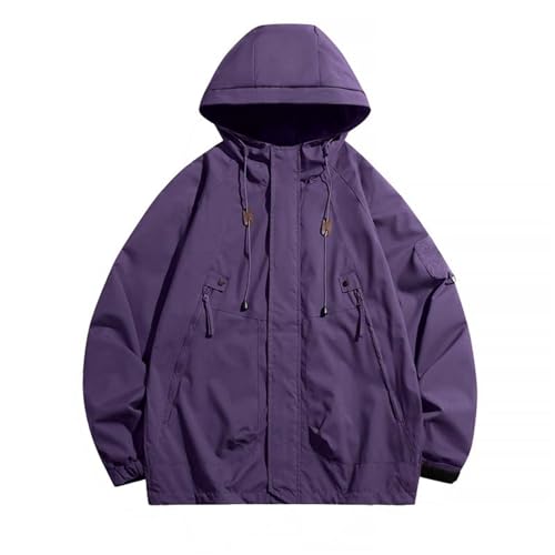 2025 Chaqueta Impermeable Hombre Manga Larga- Chaquetas De Senderismo De Gran Tamaño Con Capucha Color Sólido Casual Corte Suelto Abrigo Chic Clásicos Pasarpor Todo Temperamento Al Aire Libre A Prueba