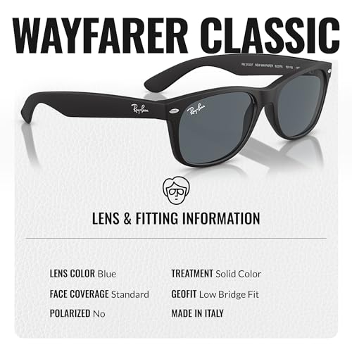 Ray-Ban RB2132F NEW WAYFARER CLASSIC LOW BRIDGE FIT Square Shaped Sunglasses for Men & Women with Official RAYBAN Eyewear Kit4