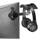 Khazylorr Monitor Stand for Headphones and Headsets, Adjustable Headphone Holder Hanger Hook Mount Strong Sticky on Monitor Space-Saving Desk Organizer, for Airpods Max and All Headphone