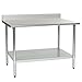 Eagle T3648SB-BS Stainless Steel Work Table with Backsplash & Stainless Steel Shelf Base, 36" x 48" x 30"