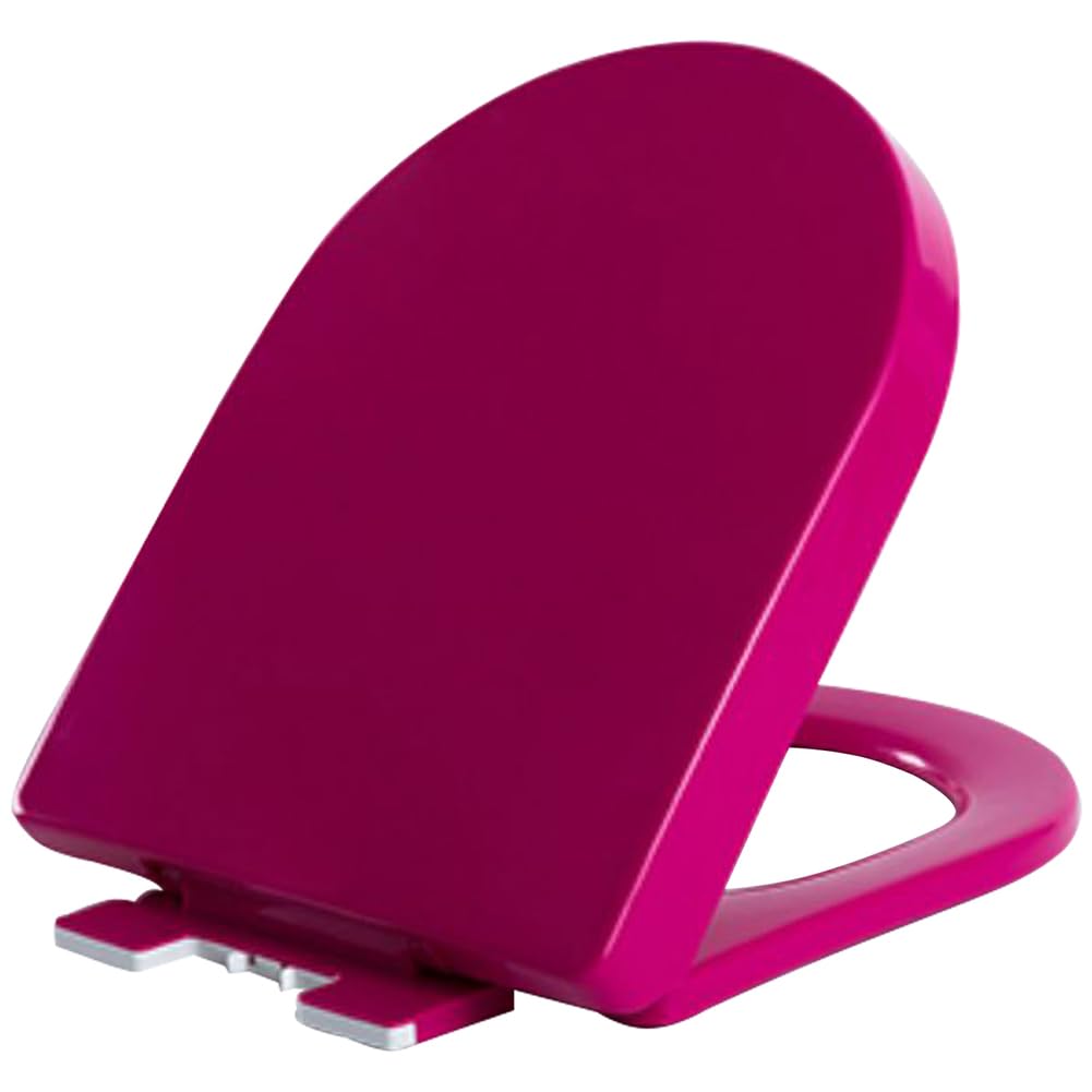 Ldhsjh Fuchsia Soft Close Close Elongated Toilet Seat, Tough Pp Material Non Slip Bumpers Easy Clean Assemble Adjustable, Lightweight, Portable, User-Friendly, Compact, Durable