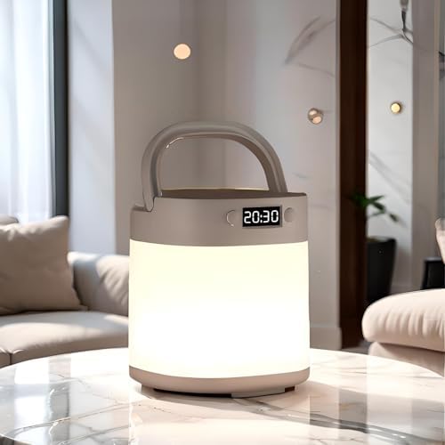 ZSYZDL-Baby Night Light,Portable LED Table Lamp with Digital Clock Display, Warm White Light, Handle Design,Touch-Adjusted Brightness, Portable, Suitable for Camping, Outdoor use, and Baby Feeding