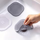 3PCS Sink Strainers – Flexible Hair Catchers for Bathroom Tub & Kitchen Drain | Gray/White/Gray Universal Fit (5.7 x 5.7in)​
