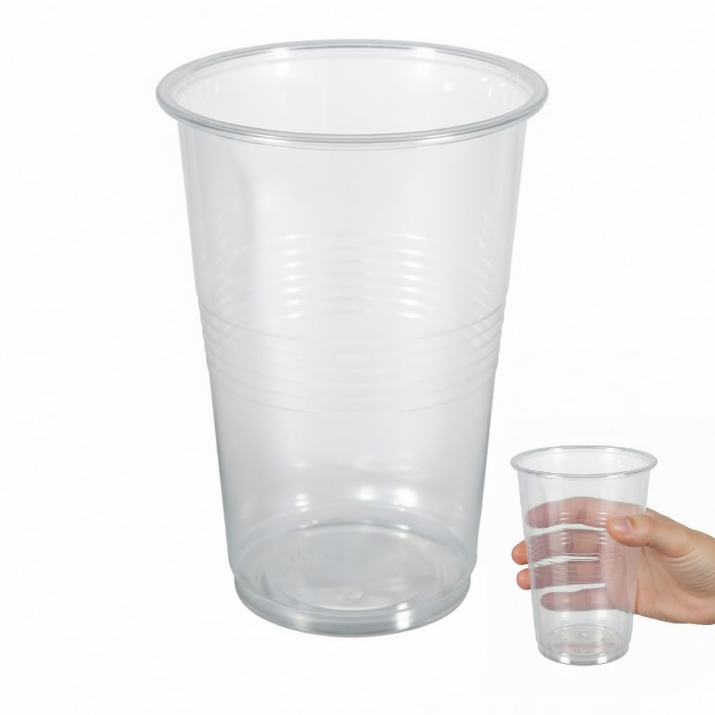 vasos de plástico 1000 ml transparentes translúcidos, vaso PP (polipropileno) para servir bebidas en fiestas, eventos, catering y hostelería (500, 1000ml)