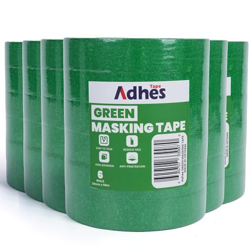 Image of Adhes Green Masking Tape 36 Rolls x 1'' x 55yds, Strong Adhesion, Clean Removal, Ideal for Painting, Automotive, and DIY Projects
