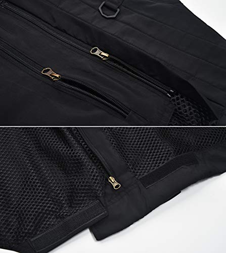 Spanye Mens Outdoor Vest For Fishing Photography Hunting Work Outerwear Lightweight Quick Dry Multi-Pocket (02 Black, 3X-Large) #TOP6