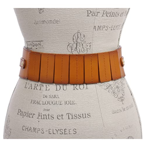 Women's High Waist Elastic Linked Cowhide Stretch Tapered Comfort Leather Belt3