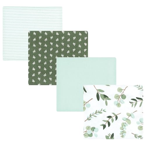 Image of Hudson Baby Unisex Baby Cotton Poly Flannel Receiving Blankets, Eucalyptus, One Size