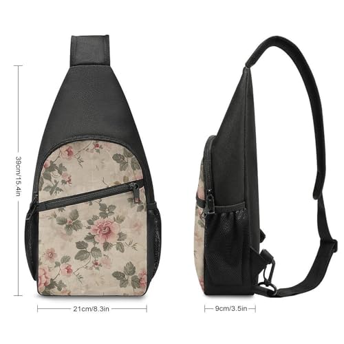 Bolso tipo bandolera con diseño floral retro para hombre y mujer miniatura 3